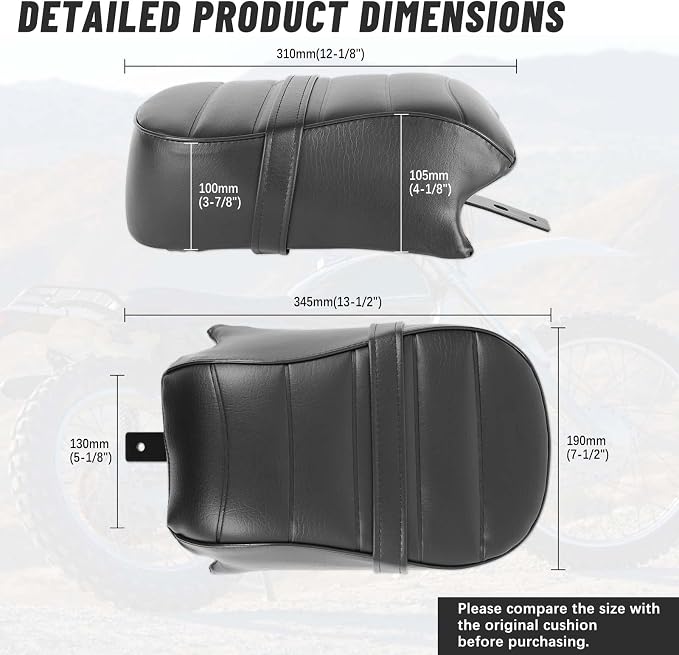 Motorcycle Passenger Pillion Seat fits for Harley Davidson 2016-2022 Sportster Iron 883 XL883N Models(Black-Passenger)