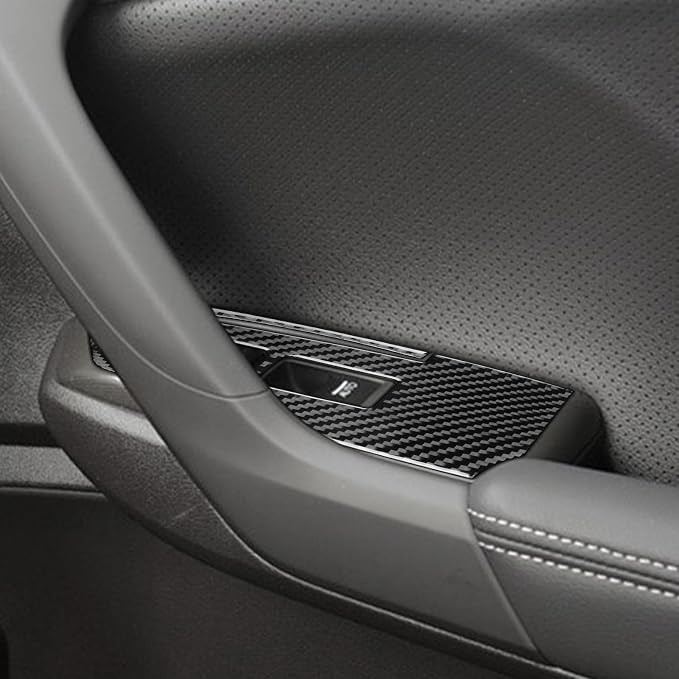 Black Soft Carbon Fiber Automotive Interior Window Lift Set 6/Piece Decorative Stickers Suitable for Acura TSX 09-14 Carbon Fiber Automotive Interior