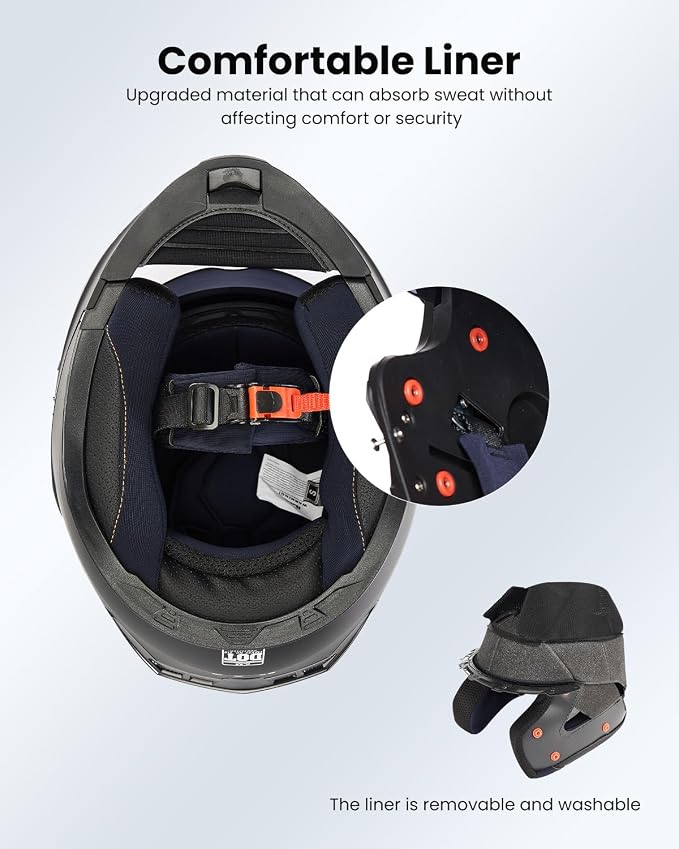 ILM Motorcycle Modular Full Face Helmet for Adult Flip up Dual Visor LED Tail Light Optional DOT