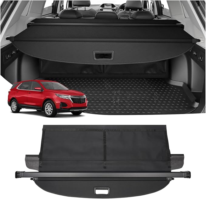 Powerty Cargo Cover for 2018-2024 Chevy Equinox/GMC Terrain Accessories, Trunk Cover Retractable Trunk Shielding Shade Cargo Luggage Cover for 2018-2024 Chevy Equinox/GMC Terrain
