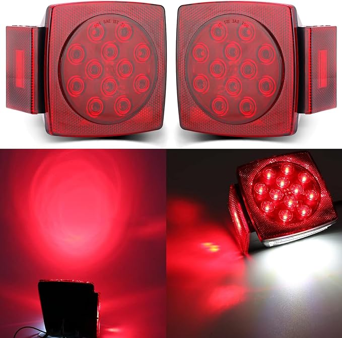 LIMICAR LED Trailer Light Kit - Stop Turn Tail & Side Marker Lights with 25FT Braided Wire Harness, Waterproof 12V Trailer Lights for Boat Utility Camper RV Trucks, Fits Trailers Under 80 Inches