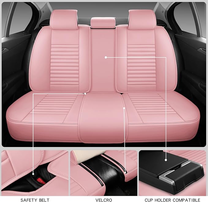 Full Coverage Full Set Waterproof Leather Car Seat Covers with Lumber Support and Airbag Compatible Universal Fit for Most SUVs,Trucks,and Sedans with 5 Seats in Automotive Seat Covers