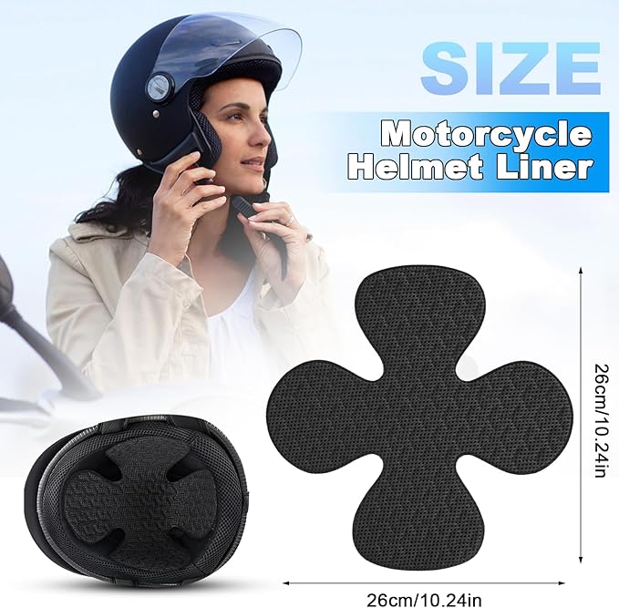 Motorcycle Helmet Liner, Motorcycle Helmet Padding, Helmet Padding Inserts with Hook and Loop Reusable Washable Lining Pad for Hard Hat(1 Pack)