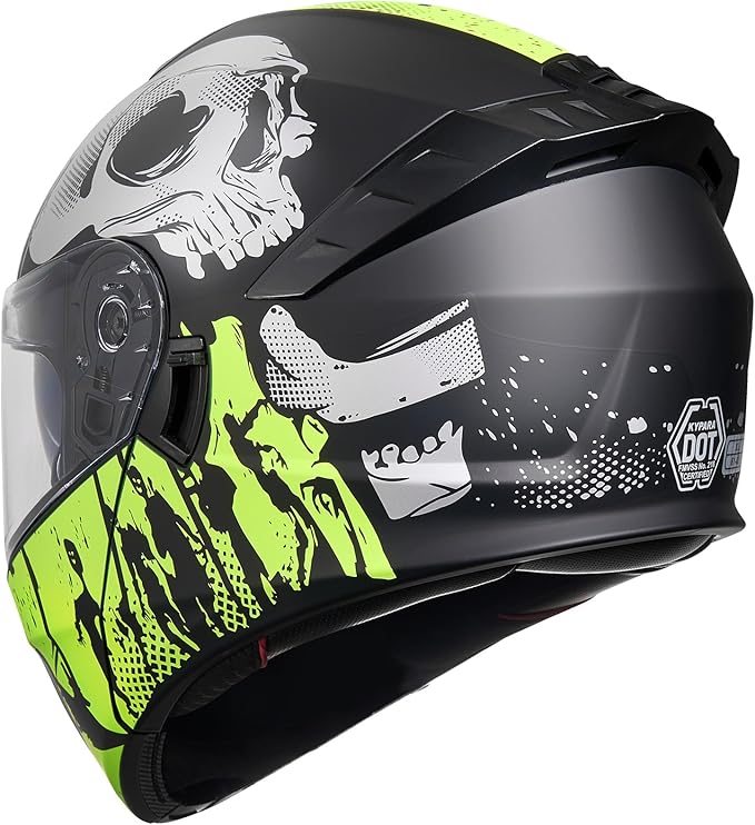 KYPARA Motorcycle Dual Visor Flip up Modular Full Face Helmet with DOT Certification of Impressionism