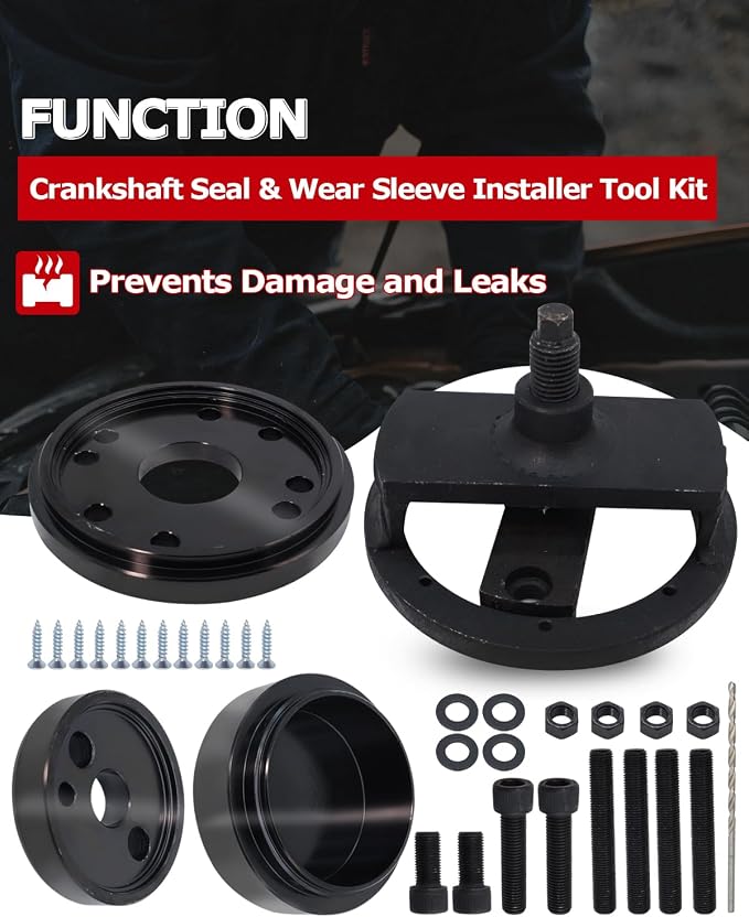 1ST Front & Rear Crankshaft Seal Remover & Installer with Wear Sleeve Installer Tool Set for Paccar PX-6, Cummins 3.9L 5.9L 6.7L 1989-2016, Replace OE: 3824078 5395259 3163734 3163628 3163741 ST-224C