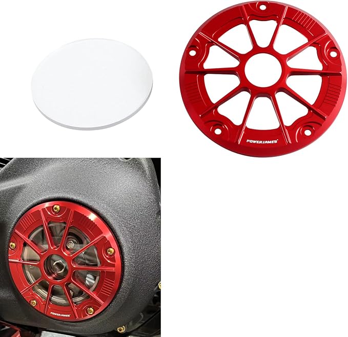 POWER JAMES Red Aluminum Visible Primary Cover Clutch Derby Cover with PC Arcylic Fits for Harley Davidson 2018 Sport Glide and 2019-2024 FL FX Softail Models (Red)
