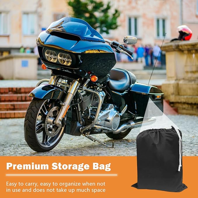 Motorcycle Cover for Touring Models Harley Davidson Road King Road Glide Street Glide Electra Glide Low Rider-ST Indoor & Outdoor All Weather Protection with Vents (Black&Grey)