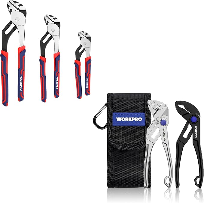 WORKPRO 3 Piece Groove Joint Plier Set & WORKPRO 2-Piece Mini Pliers Set