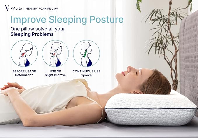 Cooling Gel Memory Foam Pillow - 1-Pack - King Size Bed Pillows For Sleeping - Medium-Firm - Back, Stomach and Side Sleeper Pillow - Shoulder & Back Pain Relief - Washable , Bamboo Viscose Cover