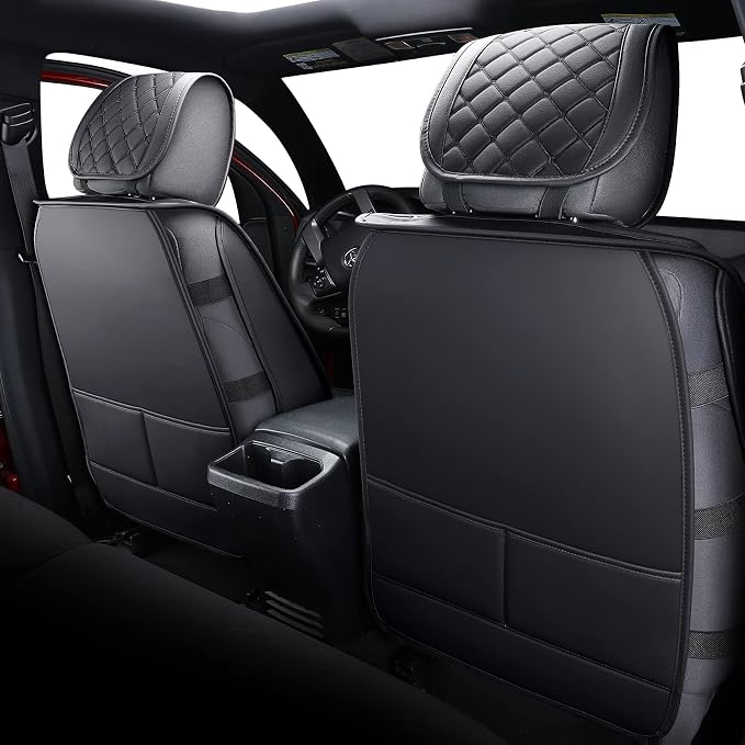 Tomatoman Tacoma Seat Covers Compatible with Toyota Tacoma 2005-2024 2025 2026 TRD Sport Offroad Access Extended Cab SR5 V6 Limited Waterproof Faux Leather(Full Set, Black)
