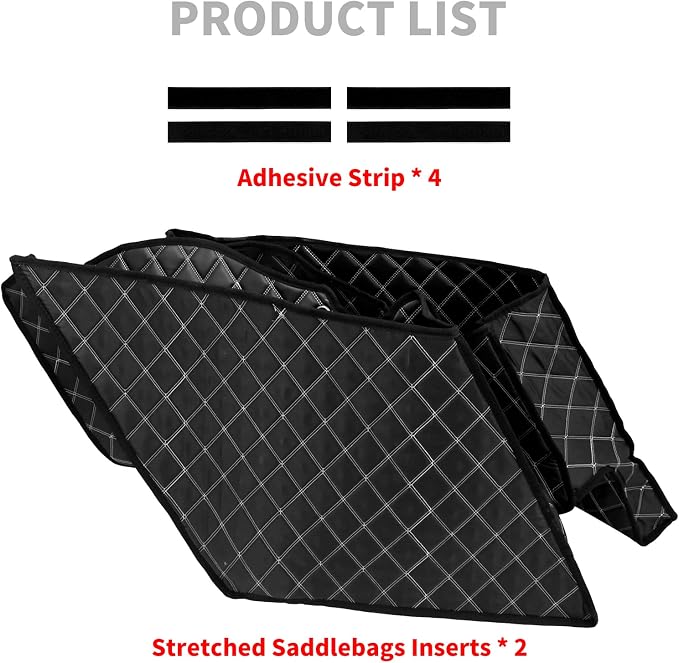 Saddlebag Liners Fit for Harley Touring 2014-2023 | 5-Inch Stretched Bag Inserts, White Stitching, Fits Road King, Road Glide, Street Glide & Electra Glide Stretched Saddlebags