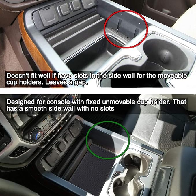 JKCOVER Center Console Organizer Tray and Compartment Cover Compatible with 2014 2015 2016 2017 2018 2019 Sierra 1500 2500HD 3500HD Denali Silverado Secret Pocket Lid Hidden Tray Accessories(Black)