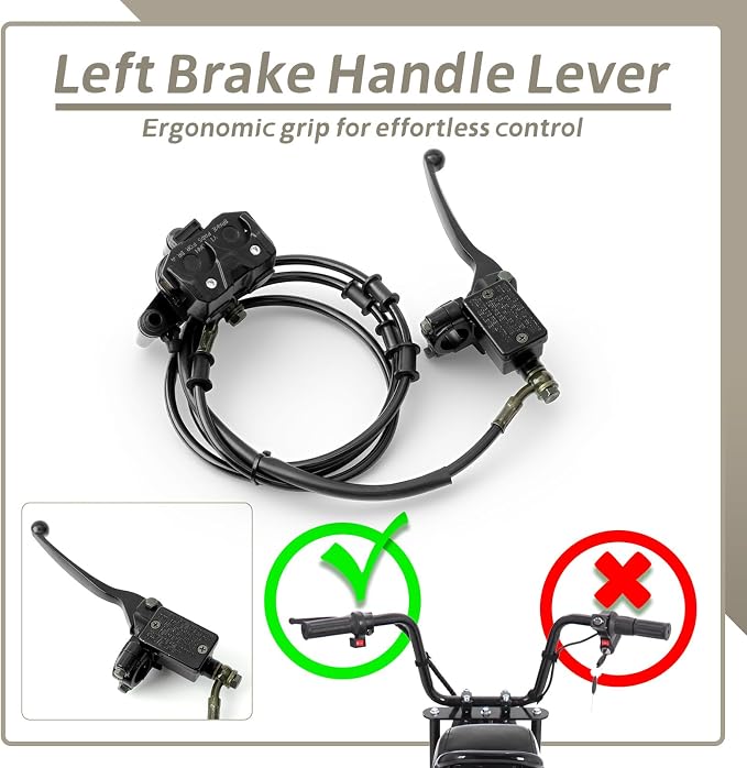 Mini Bike Rear Hydraulic Disc Brake Kit 7/8 Left Brake Master Cylinder Replacement for Coleman B200RSV B200 200cc for Mega Moto B212 Minibike, 67" Hose 7/8" 22 mm Left Brake Lever Parts