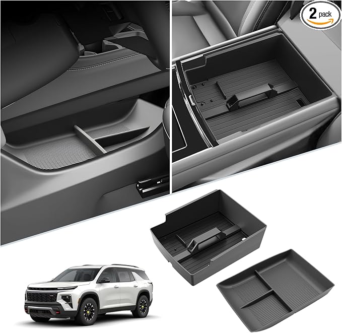 SKTU 2-Pack for 2024 2025 2026 Chevy Traverse Center Console Organizer for 2024 2025 2026 Chevy Traverse Console Tray 2024 2025 2026 Chevy Traverse Accessories Lower Console Tray