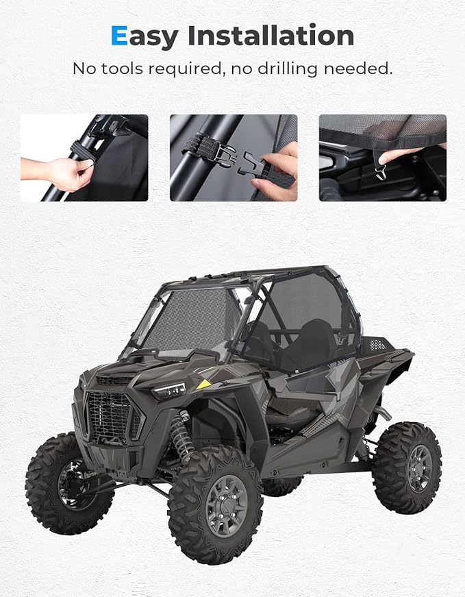 KEMIMOTO XP 1000 Window Mesh Net Roll Cage Side Window Mesh Shield Protective Door Net Compatible with 2014-2023 Polaris RZR XP 1000/ 2016-2021 RZR XP Turbo 2 Door