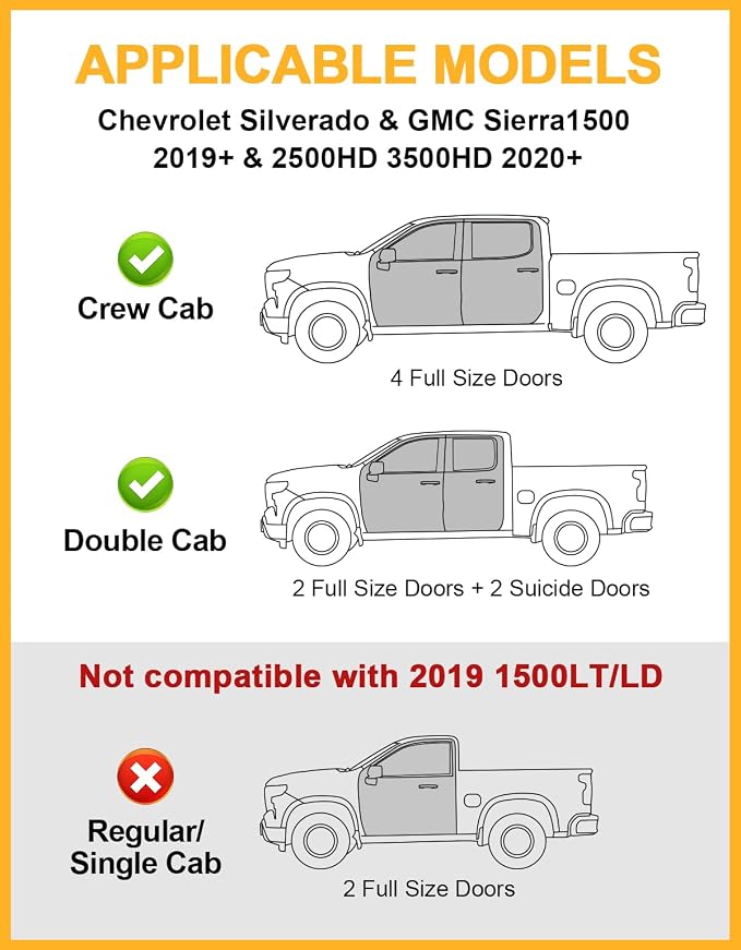 Tuyoung Under Seat Storage Boxes - Compatible with 2019-2026 Chevy Chevrolet Silverado 1500/GMC Sierra 1500, 2020-2026 Silverado/Sierra 2500HD/3500HD | Double & Crew Cab Rear Underseat Organizer Box
