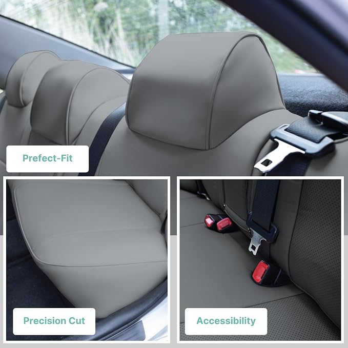 FH Group Custom Fit Seat Covers Specifically Made for 2012-2017 Toyota Camry LE | SE | XSE | XLE - Faux Leather, Waterproof Car Seat Cover, Rear Set Solid Gray