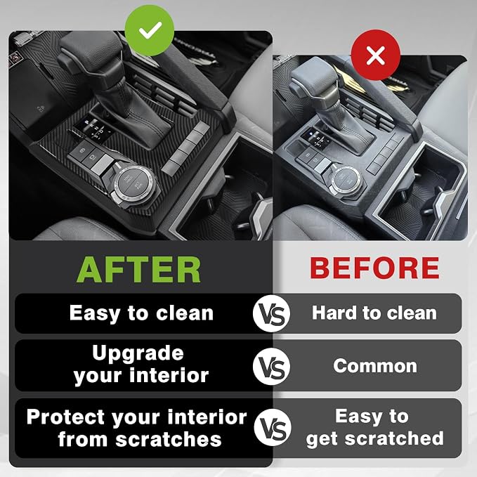 Muslogy Interior Trim Kit Cover 11PCS Compatible with 2024 2025 2026 Toyota Tacoma&2025+ 4Runner Steering Wheel Center Console Window Switch Inner Door Cover(Not Fit 2Door Tacoma)(Glossy Carbon Fiber)