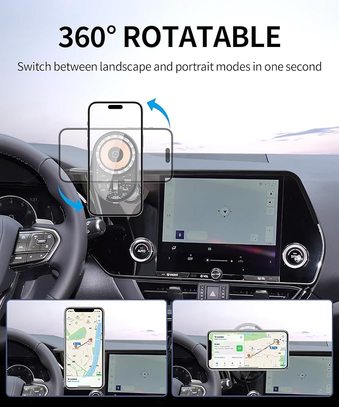 Wireless Charging Car Phone Holder for Lexus NX/NX Hybrid 2022-2026, 9.8" Screen Fixed Clip, 360° Rotation Car Phone Mount Compatible with MagSafe