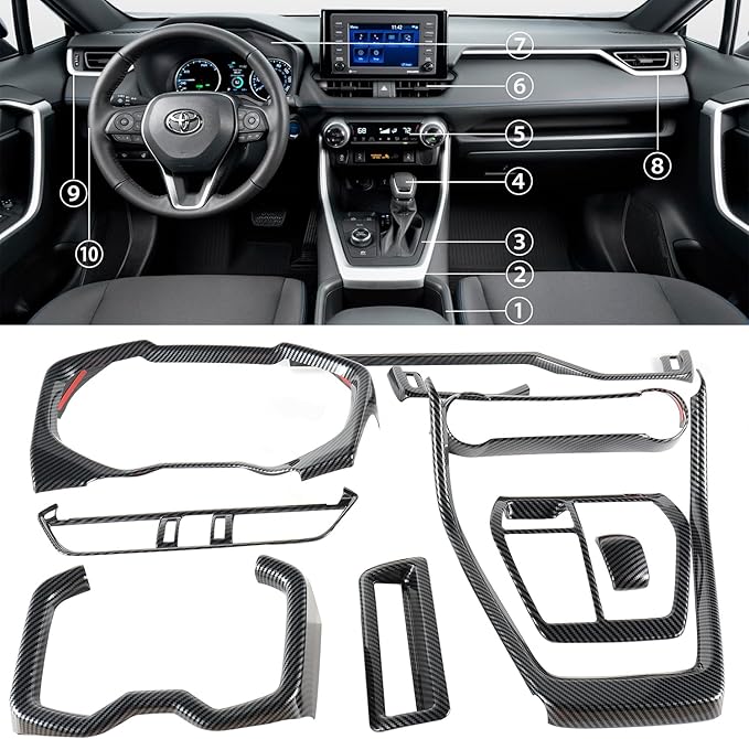 Interior Trim for Toyota RAV4 2019-2025 Carbon Fiber Gear Shift Panel Cover Kit