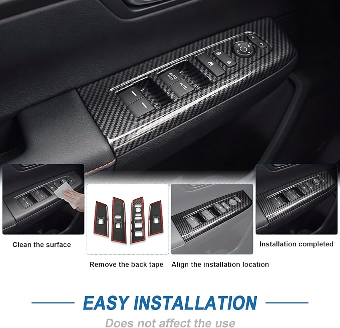 Carbon Fiber Window Lift Switch Panel Cover Compatible with 2023-2026 Honda CR-V CRV