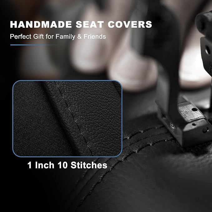 for Ford F150 2009-2026 Seat Covers F250 F350 F450 2017-2026 | Super Duty Faux Leather Full Set XL XLT Lariat Platinum STX Cab, Lumbar Support Seat Protectors (5 Seats, Black)