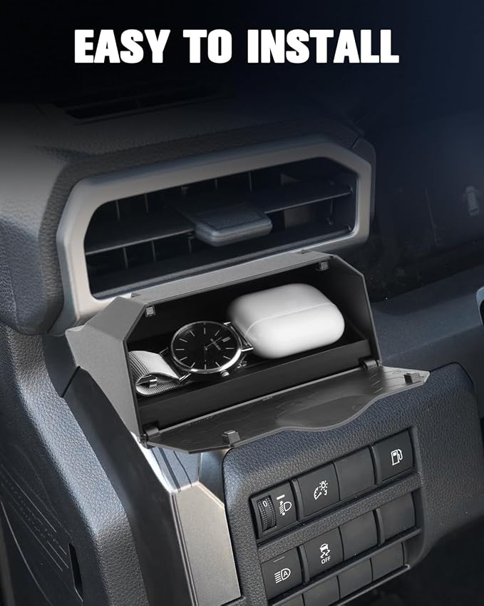 for Toyota 2026 Tacoma Driver's Air Vent Storage Tray with Lid for 2026 Tacoma Air Vent Cubby Storage Bin for 2024 2025 2026 Tacoma Accessories Driver Side Extra Storage Organizer Holds Change Key
