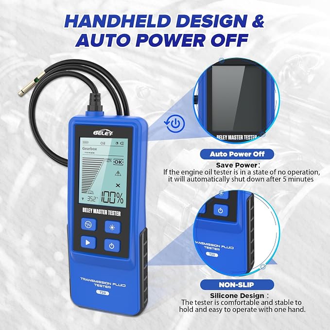 Transmission Fluid Tester Kit Gasoline & Diesel Gearbox Oil Diagnostic Tool High-Precision Diagnostic Analysis Tool with 31.5in Probe Transmittance/Temperature Testing, 2.8in Display (4 Batteries)