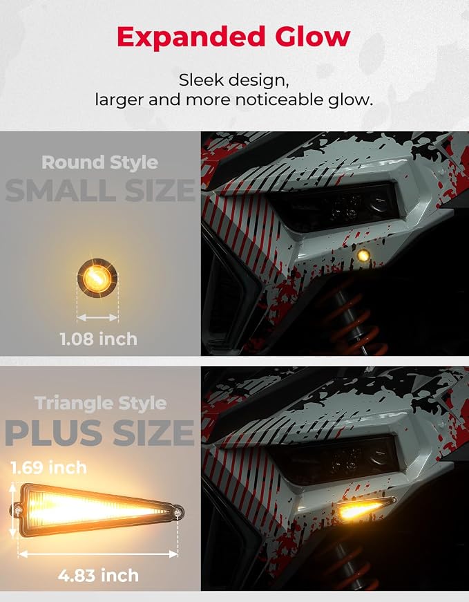 KEMIMOTO UTV Triangle Turn Signal Kit with Lever Switch and 110 dB Horn | Pre-Wired, Plug and Play, Universal Street Legal Kit, Compatible with Polaris, Can-Am, Kawasaki, CFMOTO
