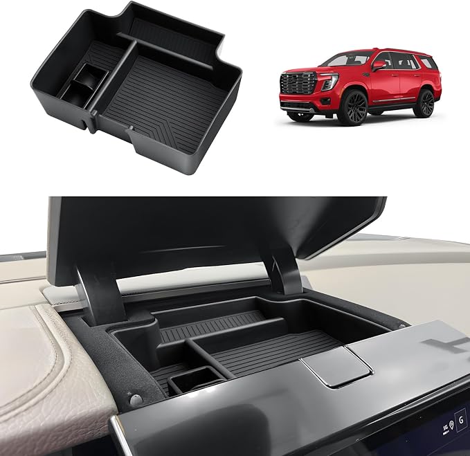 ECOZEN Dash Console Organizer For 2025-2026 GMC Yukon/Yukon XL - Dashboard Storage Tray With Removable Coin Slot Behind Screen Center Console Organizer - Yukon Interior Accessories