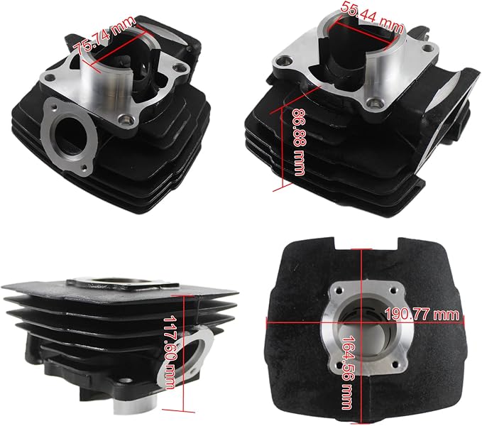 Top End Rebuild Kit Cylinder Piston 56mm Bore for Yamaha DT125 1974-1981, Engine Rebuild Kit with Gaskets Rings - Replacement for DT125A DT125B DT125C 1974-1981