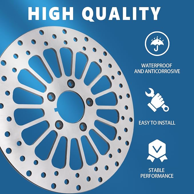 11.5'' Front Rear Rotor Kit 2PCS Fit for Harley Davidson Touring Sportster Dyna, Early Super Glide Softail Great Performance Superior Heat Dissipation Brake part, 420 Stainless Steel Rotors