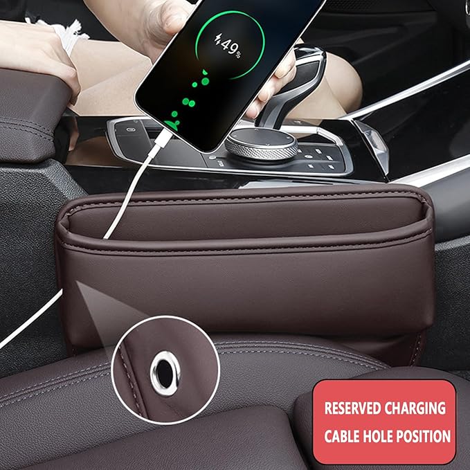 2 Pack Universal Fit Car Gap Filler, Premium Leather Seat Gap Filler Organizer, Car SUV Truck Essentials (Brown 2 pack)