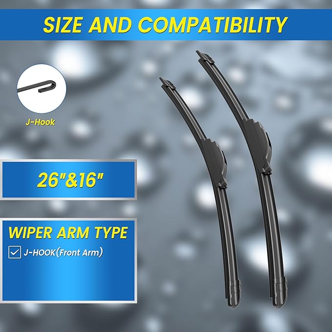 Gavimnal® 26"+16" Windshield Wiper Blades Replacement For Toyota Rav4 2013 2014 2015 2016 2017 2018 2019 2020 2021 2022 2023 2024 2025,All-Season Front Wiper Blades(Set of 2)