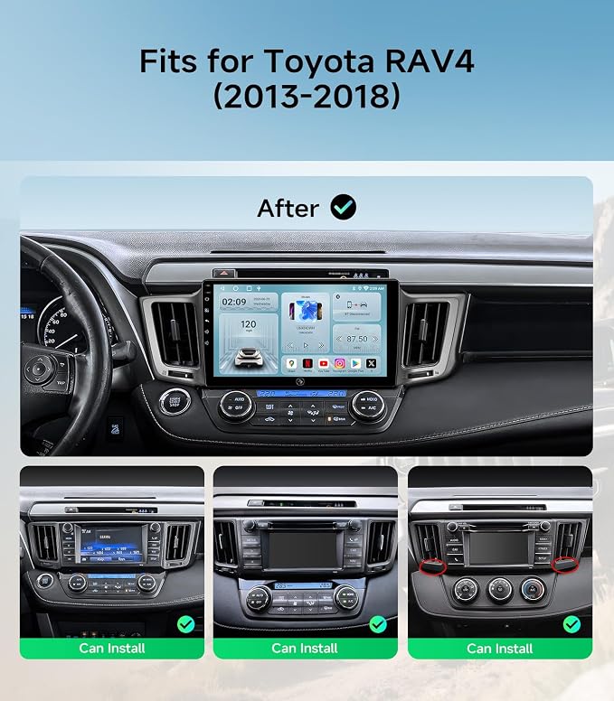 10.2" Car Radio Stereo for Toyota RAV4 2013-2018 - Wireless CarPlay & Android Auto | IPS HD 5G WiFi Touchscreen | GPS Navigation | Bluetooth FM with SWC | HD Backup Camera