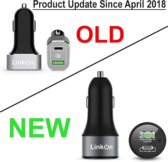 LinkOn 63W USB C Car Charger PPS&PD 3.0(45W) + QC 3.0(18W) Dual Port – Fast Car Charger Compatible with Laptop, Phone & Tablet – MacBook, Dell XPS, HP Spectre, iPad, iPhone, Samsung, Google Pixel
