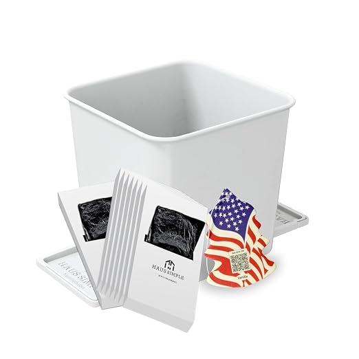 White Car Trash Can with Stability Wings | Magic Strip & Clip for Fabric & Rubber Mats – Includes 1 Box of Trash Bags Inside + 6 Extra Boxes (Total of 7 Boxes, 140 Bags) – Compact Garbage B