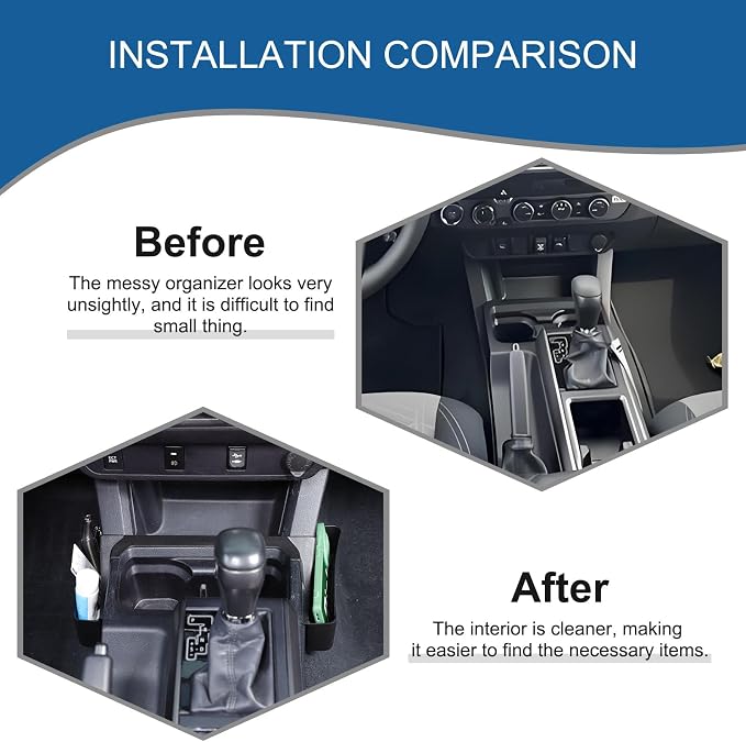 Car Console Organizer,Storage Box Center Console Organizer Tray,Console Pocket Organizer Phone Storage Compatible with Toyota Tacoma 2016-2023 Gear Shift Both Sides Storage Box,Organizer Accessories