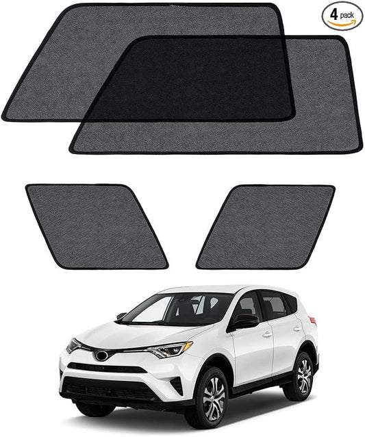 Car Window Shade for Toyota RAV4 2013-2018, 4 Pack Magnetic Mesh Sun Shades for Front & Rear Windows, UV Glare Protection & Baby Car Shade for Napping Camping Breastfeeding