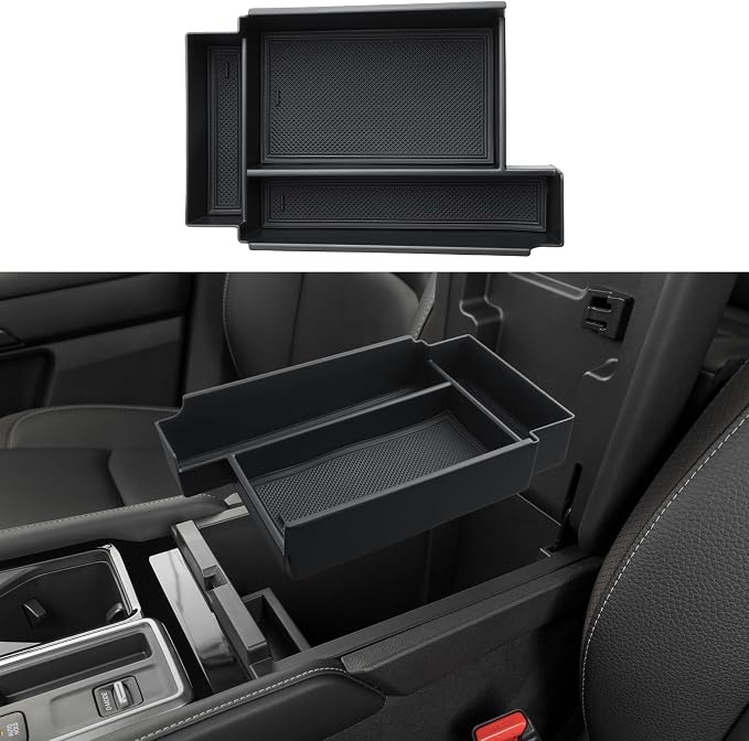 Center Console Organizer For 2022-2026 Nissan Pathfinder - Armrest Box Storage Tray Compatible with 2022-2026 Pathfinder Accessories - Center Console Armrest Organizer Solid ABS With Anti-Slip Mat