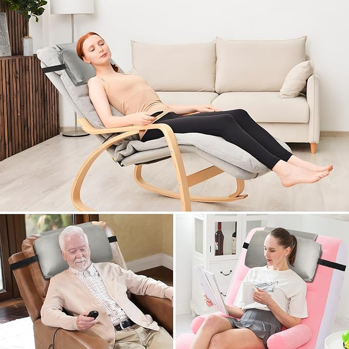 Head Recliner Pillow Adjustable Shredded Memory Foam Headrest Pillows for Recliner Chairs,Non-Slip Velvet Cushion for Pain Relief Neck Support Pillow for Travel Home Sofa Armchair with Zipper Cover
