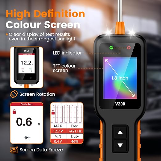 V200 Upgrade Automotive Circuit Tester, 12-24V Electrical Short Open Breaker Circuit Finder, Auto Power Circuit Probe Tester, Car Fuse Tester, 16.4Ft(5M) Cable