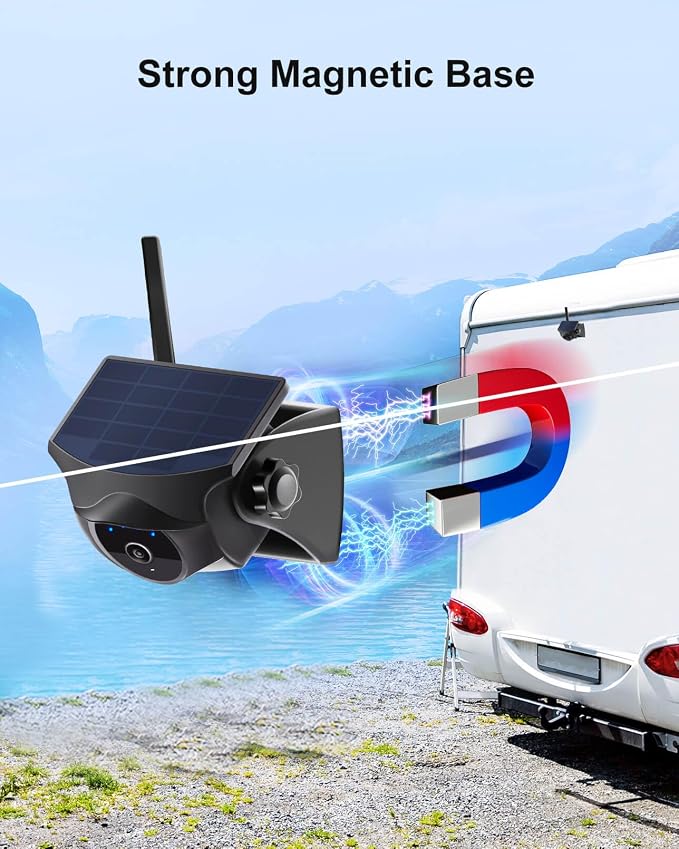 1080P Solar Wireless Backup Camera - Magnetic Hitch Rear Front Camera with Night Vision, 365-Day Standby, Waterproof, with Rechargeable Battery and DC Extension Cable for STONVUE Backup Camera