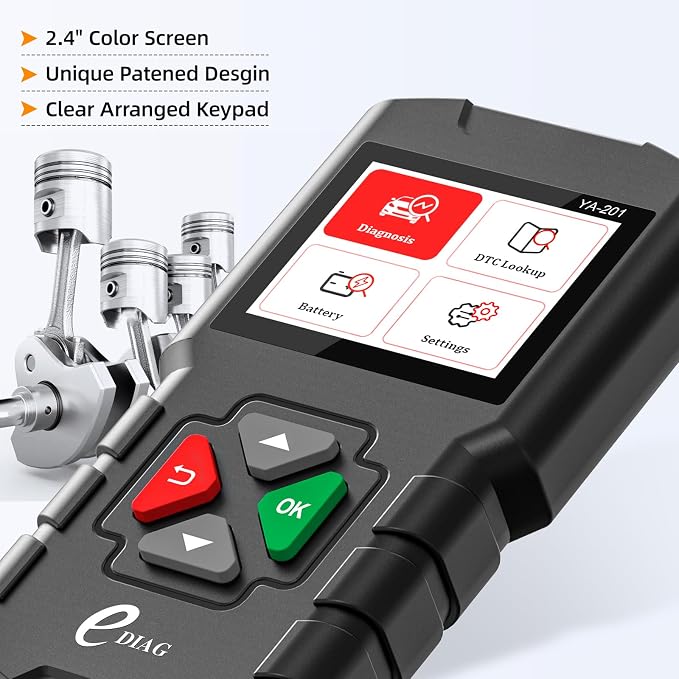 YA-201 Obd2 Scanner, Full OBD2 Modes Check Engine Code Reader After 1996 All OBDII/EOBD/KOBD/CAN Cars, O2 Sensor EVAP Systems, Battery Test,Live Data Stream,Plug & Play