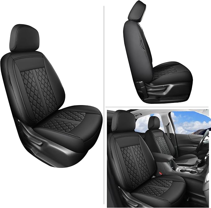 Huidasource Front Seat Covers for Nissan Titan 2016-2024, Waterprood Faux Leather Seat Cushion for Titan/Titan XD SV PRO-4X SL Platinum Reserve, Titan Pickup Truck Seat Covers (Front Pair/Black)