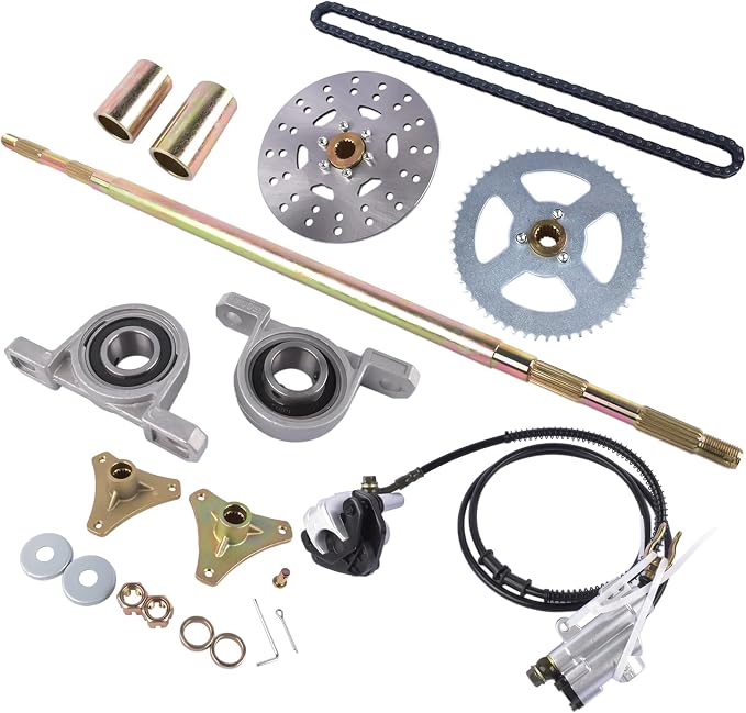 Rear Live Axle Kit Sprocket & Hub Brake Assembly Chain,Hub Replacement for Drift Trike Go Kart