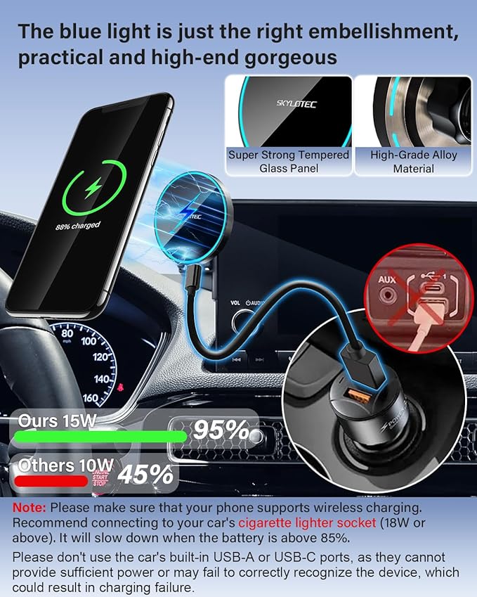 SKYLOTEC Phone Holder for Lexus RX350 RX350h RX450h+ RX500h 2023-2026 Accessories 14-Inch Screen, Magnetic Phone Mount for MagSafe, Magnets Fast Wireless Charger Holder(Not Fit 9.8-Inch)