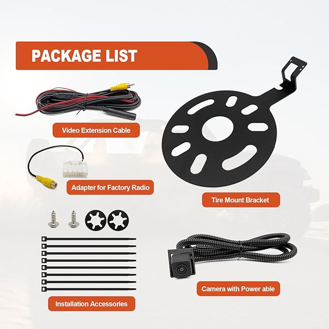 Spare Tire Backup Camera, Car Rear View Back Up Camera for Jeep Wrangler Spare Tire Mount 2007-2018, Waterproof Wide Angle Removable Camera Guidelines with OEM Monitor Adapter