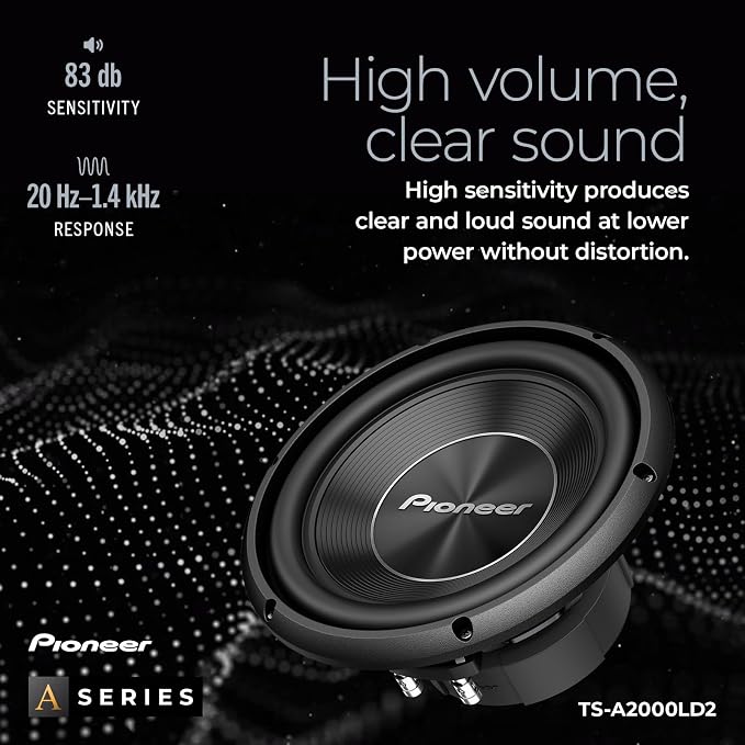 Pioneer A-Series TS-A2000LD2 8” Subwoofer – 700W Max, Shallow-Mount Design, Deep Bass in Tight Spaces