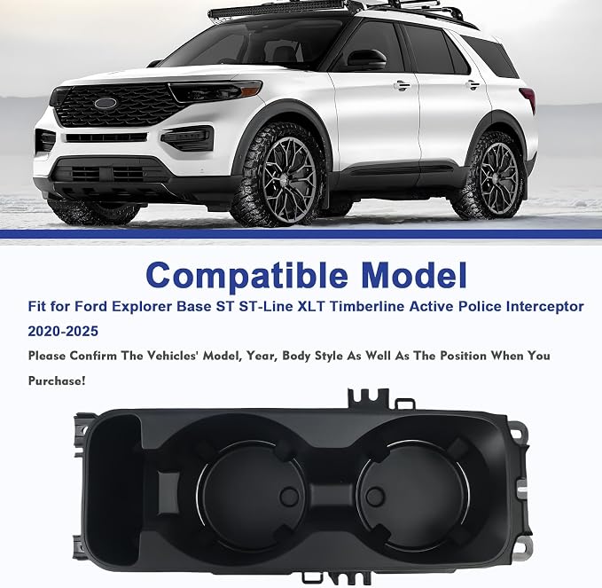 LB5Z-7813562-AB Center Console Cup Holder Fit for Ford Explorer 2020-2025 Replace LB5Z7813562AB (with Wireless Charging)